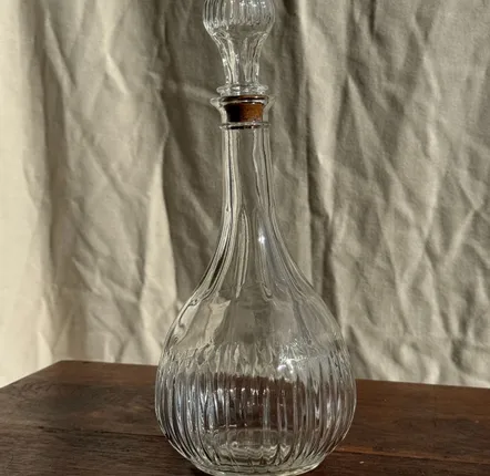 Carafes - Vintage carafe with round molded glass body with cork stopper H27 - OFFICE OBJETS