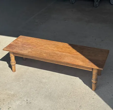 Coffee tables - Indonesian brown teak coffee table, border and H40 cylinder legs - OFFICE OBJETS