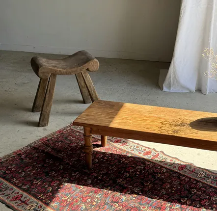 Coffee tables - Indonesian brown teak coffee table, border and H40 cylinder legs - OFFICE OBJETS