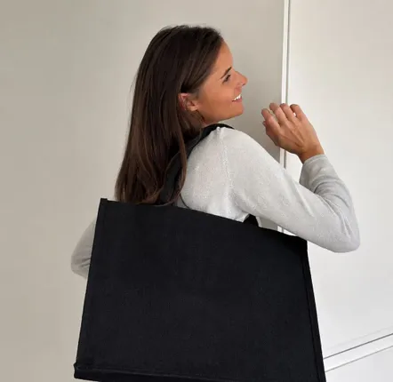 Sacs et cabas - Sac Réutilisable en Jute Noir – Ibiza L (45 × 20 × 34 cm) - MOONPACK