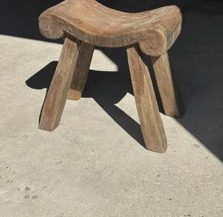 Stools - Ancient teak quadripod stool from Indonesia H 50 L 52 - OFFICE OBJETS