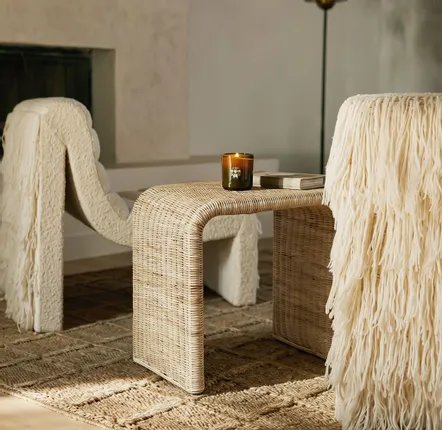 Coffee tables - Flax Natural Rattan Side Table / Stool - LO-FI HOUSE