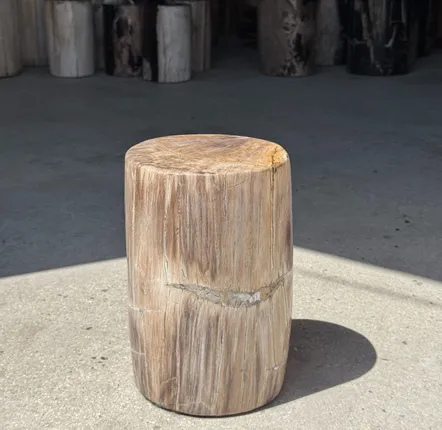 Stools - Small side table in beige grey petrified wood H28 D18 - 3325 - OFFICE OBJETS