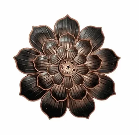 Candlesticks and candle holders - Large Lotus Flower Metal Incense Holder 8.5cm - ARABESK