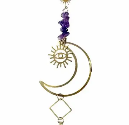 Objets de décoration - Mobile Attrape Soleil Contre le Mauvais Oeil Améthyste Lune 38cm - ARABESK