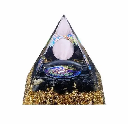 Objets de décoration - Orgonite Pyramide Quartz Rose & Obsidienne Noire Arbre de Vie - ARABESK