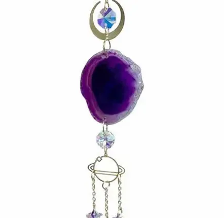 Objets de décoration - Mobile Attrape Soleil Agate Mauve Terre Cosmique et Cristal 41cm - ARABESK