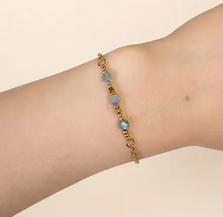 Bracelets - Lucky Bracelet, AA Labradorite – Faceted Square Beads - ARABESK