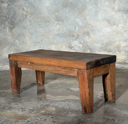 Footrests - Small antique rectangular quadripod teak bench from Indonesia H20 L45 - OFFICE OBJETS