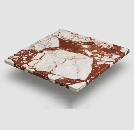 Autres tables  - Plateau en marbre rouge et blanc – Carré 450 × 450 mm - SAGIT