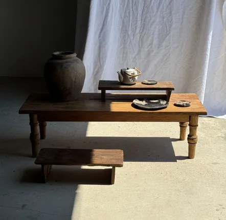 Stools - Small low bench in ancient teak from Indonesia H14 L50 - OFFICE OBJETS
