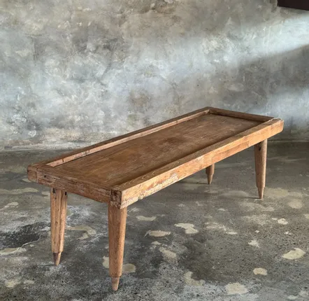 Coffee tables - Coffee table with tapered legs in upcycled antique teak H35 L104 - OFFICE OBJETS
