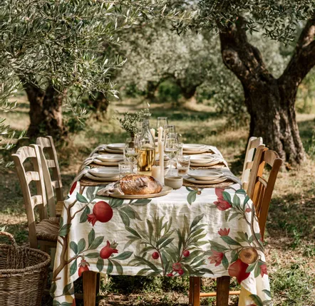 Table cloths - 100% linen tablecloth POMEGRANATE 140x250cm - NORRAVILLA