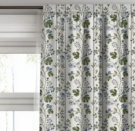 Rideaux et voilages - Rideaux 100 % lin - Imprimé floral beige sur lin épais - NORRAVILLA