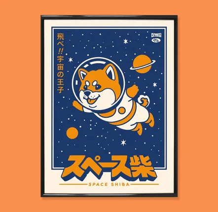 Poster - Print " Space Shiba ” - 3 different sizes - YEAAAH! STUDIO