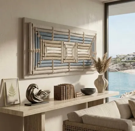 Other wall decoration - Horizon Portal: Handmade Geometric 3D Textile Wall Art - SARMAL DESIGN