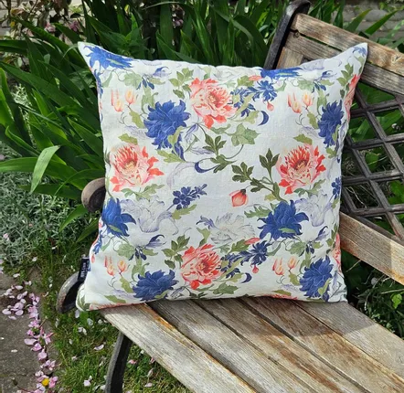 Comforters and pillows - 100% Linen Pillowcase - Floral print on heavy linen - NORRAVILLA