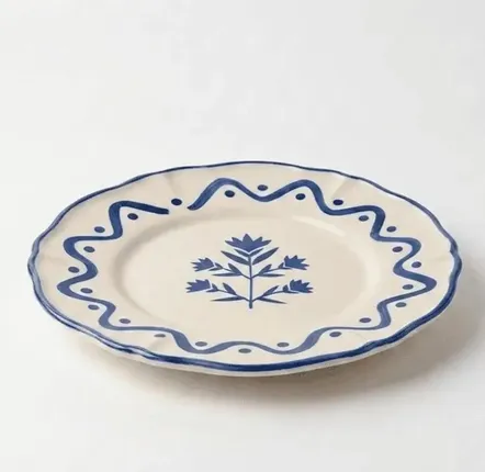 Assiettes au quotidien - Assiette à dessert florale festonnée | Céramique fabriquée à la main | - CASA AMAROSA