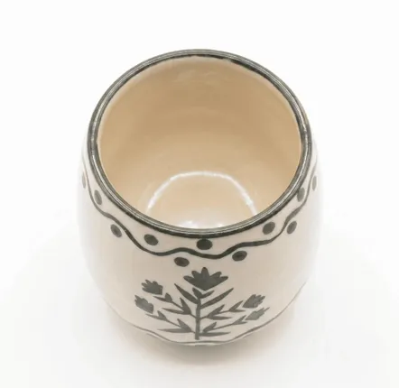 Carafes - Floral Motif Drink cup | Hand-Painted Ceramic Stoneware | 3 Inch - CASA AMAROSA