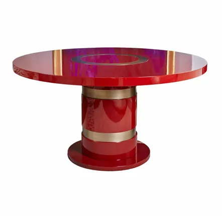 Tables pour hôtels - Table à manger ronde LUNE Diam 145cm en bois lacqué rouge - DUISTT