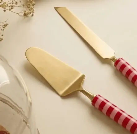 Couteaux - Ensemble de couteaux à gâteau à rayures | manche en résine | Ensemble - CASA AMAROSA
