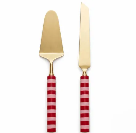 Couteaux - Ensemble de couteaux à gâteau à rayures | manche en résine | Ensemble - CASA AMAROSA