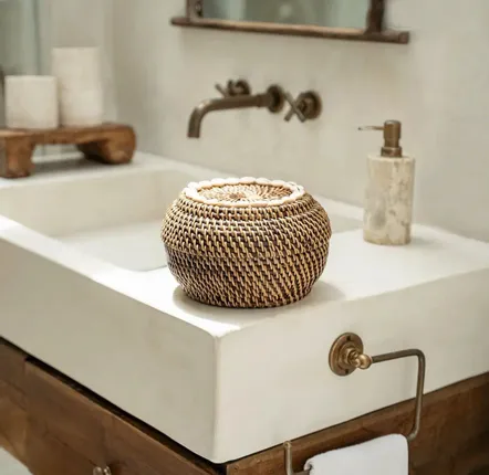 Coffrets et boîtes - Le Panier Colonial Peek-a-Boo - Brun Naturel - S - BAZAR BIZAR LIVING