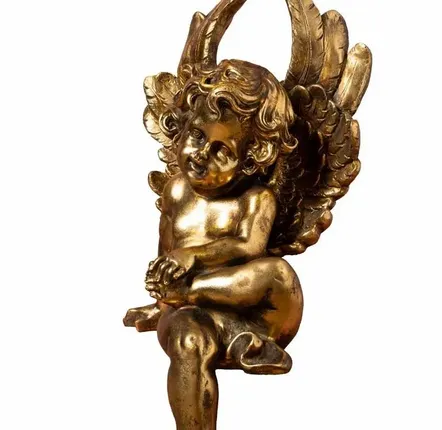 Sculptures, statuettes et miniatures - Ange doré assis - CHEHOMA
