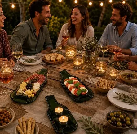 Plats et saladiers - Planche en bouteille de vin upcyclée - SOSTRAW & SMARTTHINGS