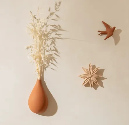 Accessoires de déco extérieure - GOUTTE DE TERRE (soliflore pour fleurs séchées) - MONOCHROMIC CERAMIC
