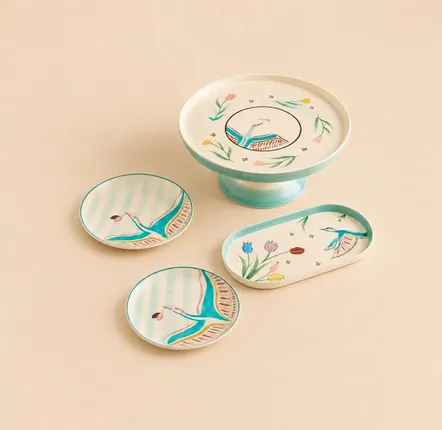 Plats et saladiers - Sarus Crane Handpainted Ceramic Tableware Collection - THE WISHING CHAIR
