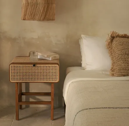 Night tables - Teak and cane bedside table - DESIGN TRIP
