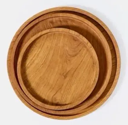 Assiettes au quotidien - Assiette ronde en teck - DESIGN TRIP