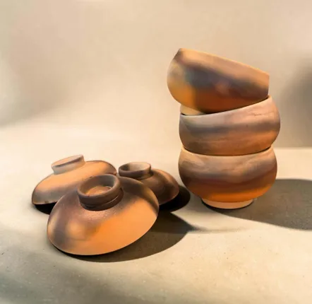 Bowls - Saggar-Fired Arita Porcelain Lidded Bowl — Residues of Fire - JOHN MAC CERAMICS