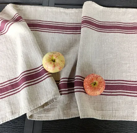 Table linen - Chemin de table 100 % lin - Rayures rustiques style sac de grain - NORRAVILLA