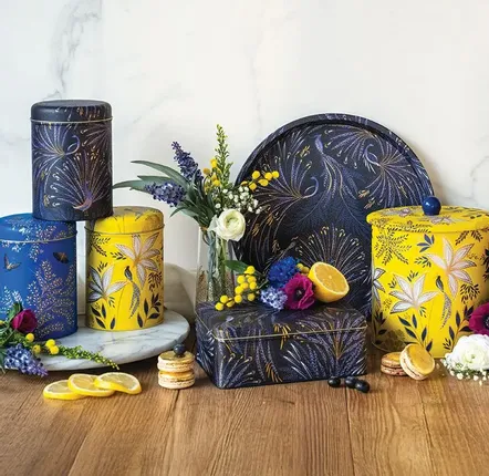 Objets de décoration - Birthday Collection – Boîtes en métal illustrées par Sara Miller - MAISON ROYAL GARDEN