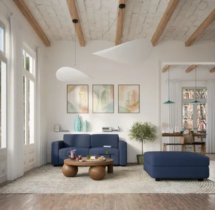 Sofas for hospitalities & contracts - 2-Seater Modular Sofa GRACIA - Dark Blue - CITY SOFA