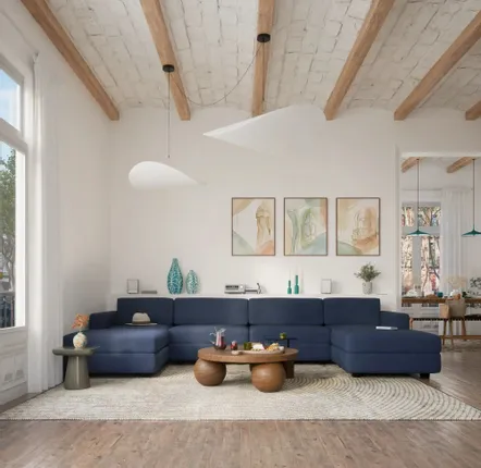 Canapés pour collectivités - Canapé modulable GRACIA - en U 180 x 360 x 180 cm - Bleu foncé - CITY SOFA