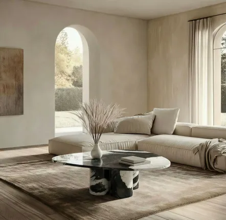 Tables de jardin - Tables basses - 100X100X40 cm - Rivage - Marbre Panda - STONE VALLEY