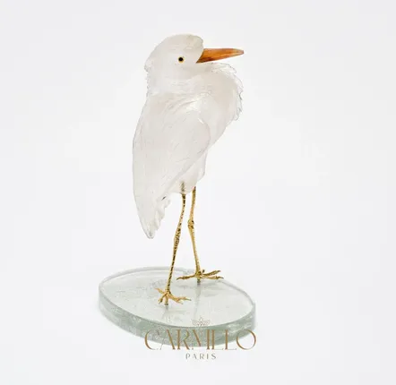 Orfèvrerie - Sculpture « Crête de l'aube », objet d'art en quartz transparent - CARMELO PARIS