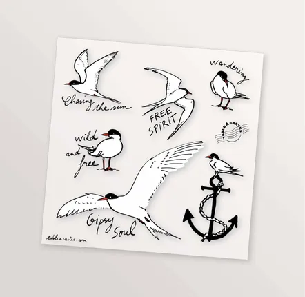 Travel accessories - Sheet of 6 temporary tattoos - Wandering Arctic terns - TABLE À CARTES