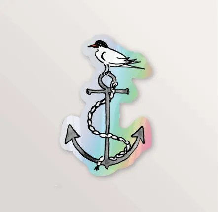 Stationery - Holographic sticker - Anchor and Arctic tern - TABLE À CARTES