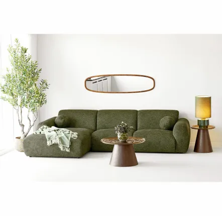 Tables basses - Ensemble de table basse, placage/verre en frêne Orvieto, marron, ø80x42 & ø50x48 cm - HOUSE NORDIC