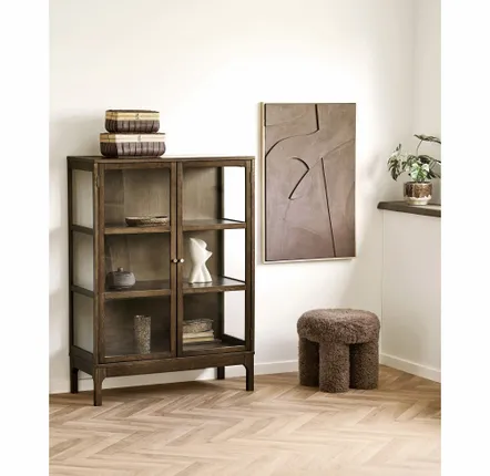 Bancs - Gisborne Pouf, brun, ø42x38 cm, HN1355 - HOUSE NORDIC