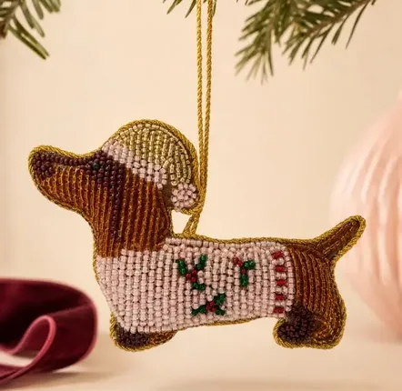 Other Christmas decorations - Embroidered beaded pendants in the morning - BAUBELS