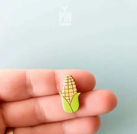 Broches - Golden Corn Wooden Pin - PINTONIK