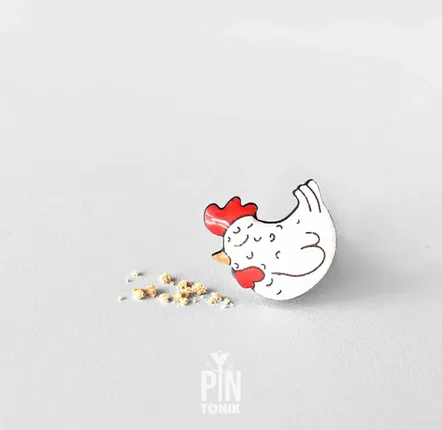 Broches - Happy Chicken - Wooden Pin - PINTONIK