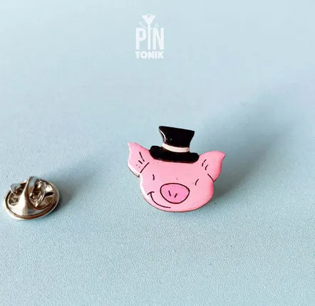 Broches - The Gentleman Pig - Wooden Pin - PINTONIK