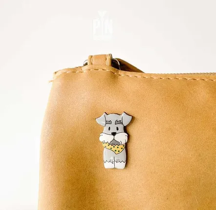 Broches - Schnauzer Wooden Pin - PINTONIK