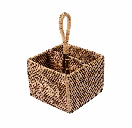 Storage boxes - The Rattan Cutlery Caddy N°2 - Natural Brown - BAZAR BIZAR LIVING